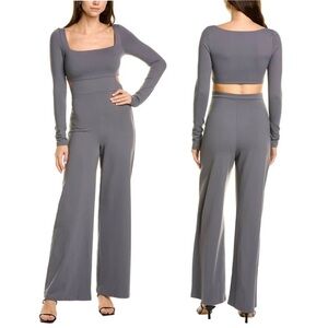Susana Monaco Women’s XS Side Opening Jumpsuit Square Neck Pigeon Grey New!